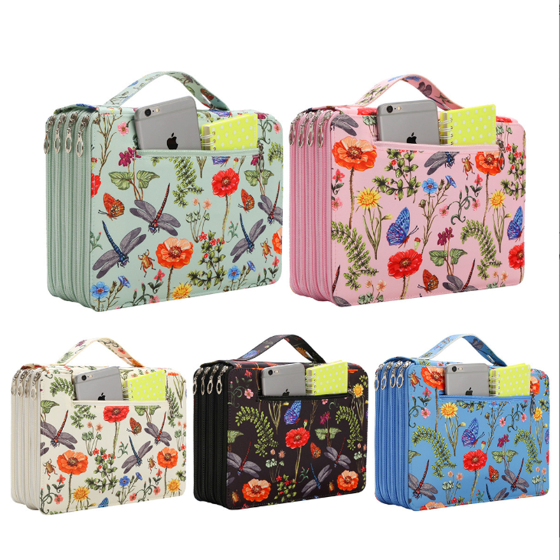 Office Furniture Brand - Vibrant Dragonfly and Floral Pencil Case—200/250/300