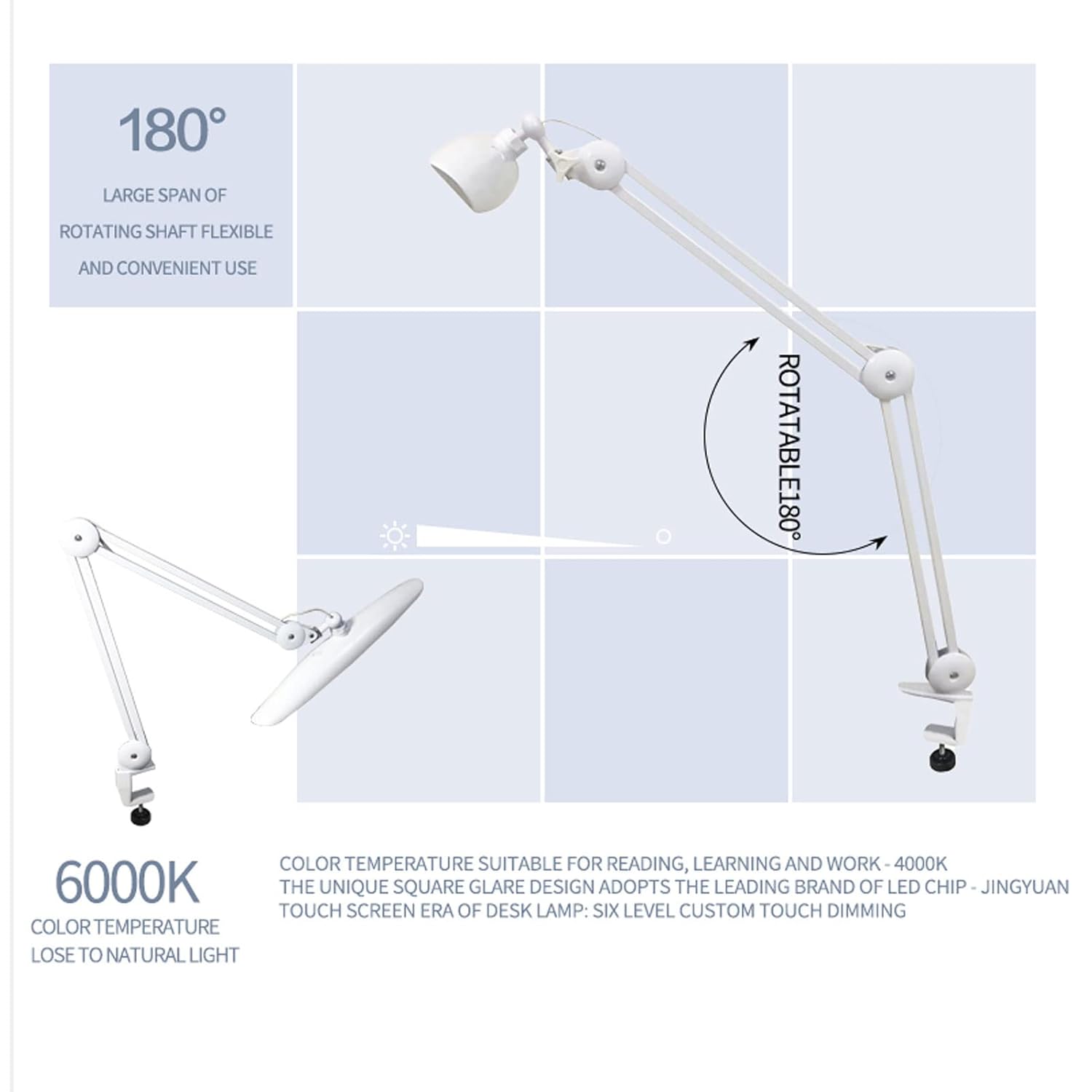 24W LED Desk Lamp with Clam 19 - Office Furniture Modern บทวิจารณ์และราคา