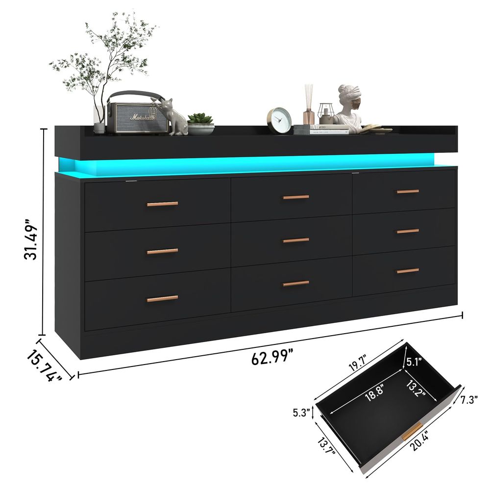 9 Drawer Dresser with Charging - Office Furniture Modern บทวิจารณ์และราคา