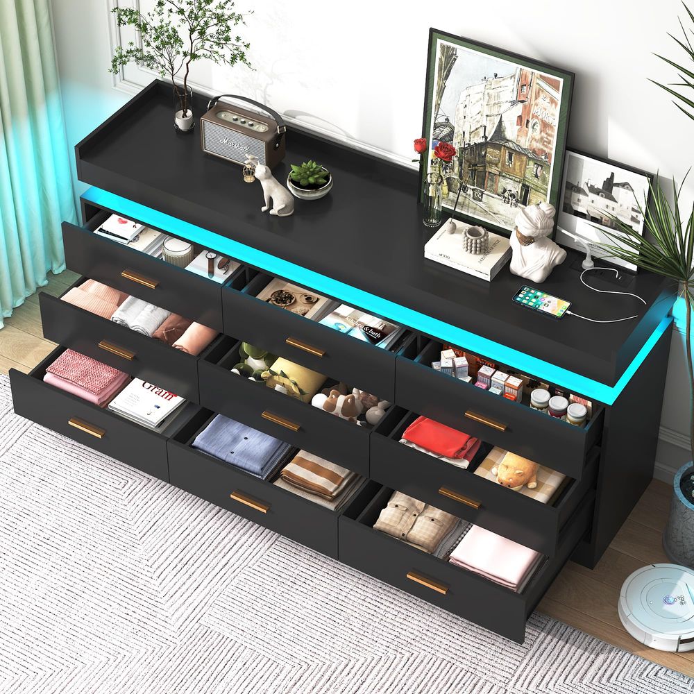 9 Drawer Dresser with Charging - Office Furniture Modern บทวิจารณ์และราคา