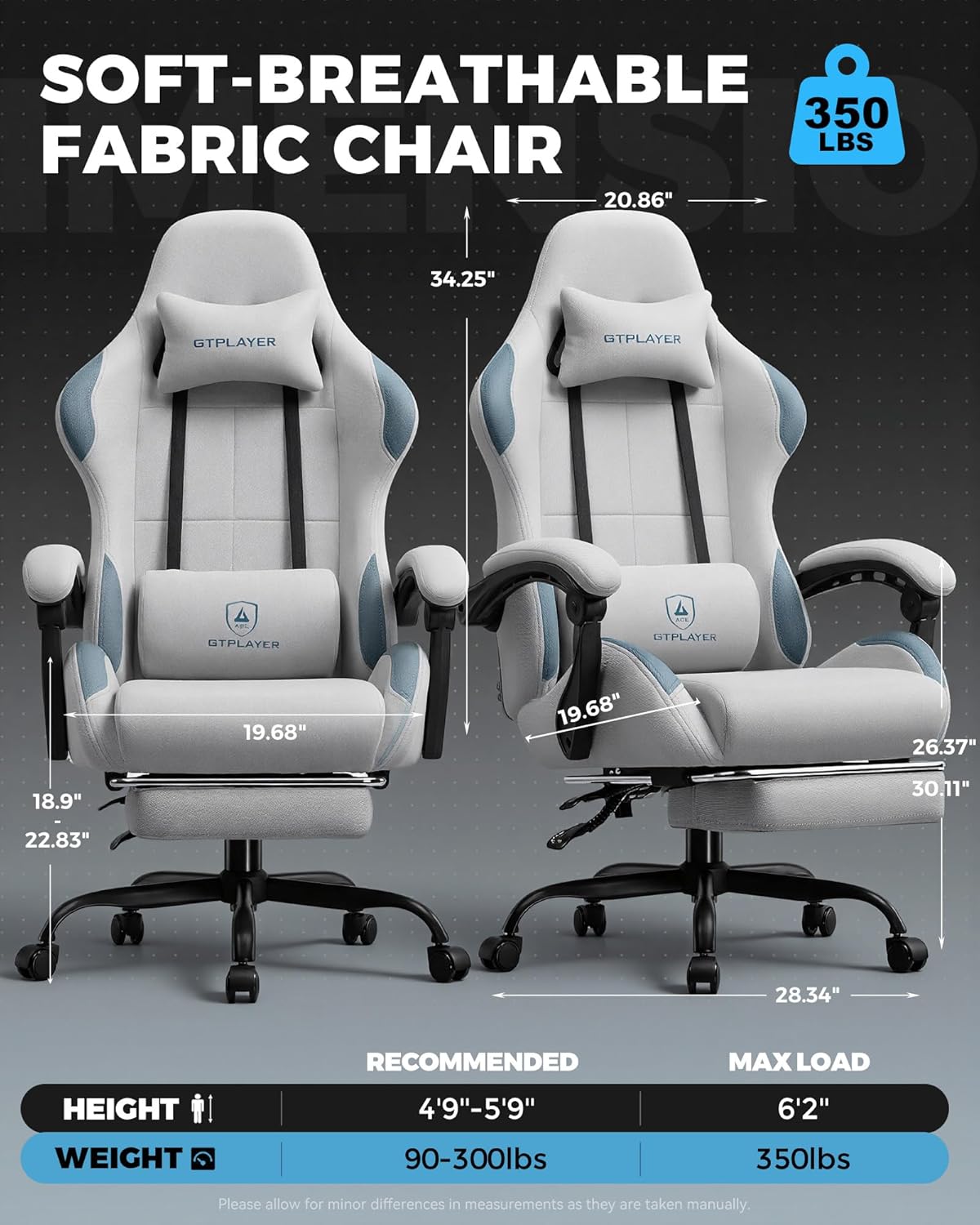 Gaming Chair Fabric with Pocke - Office Footrest Cushion บทวิจารณ์และราคา
