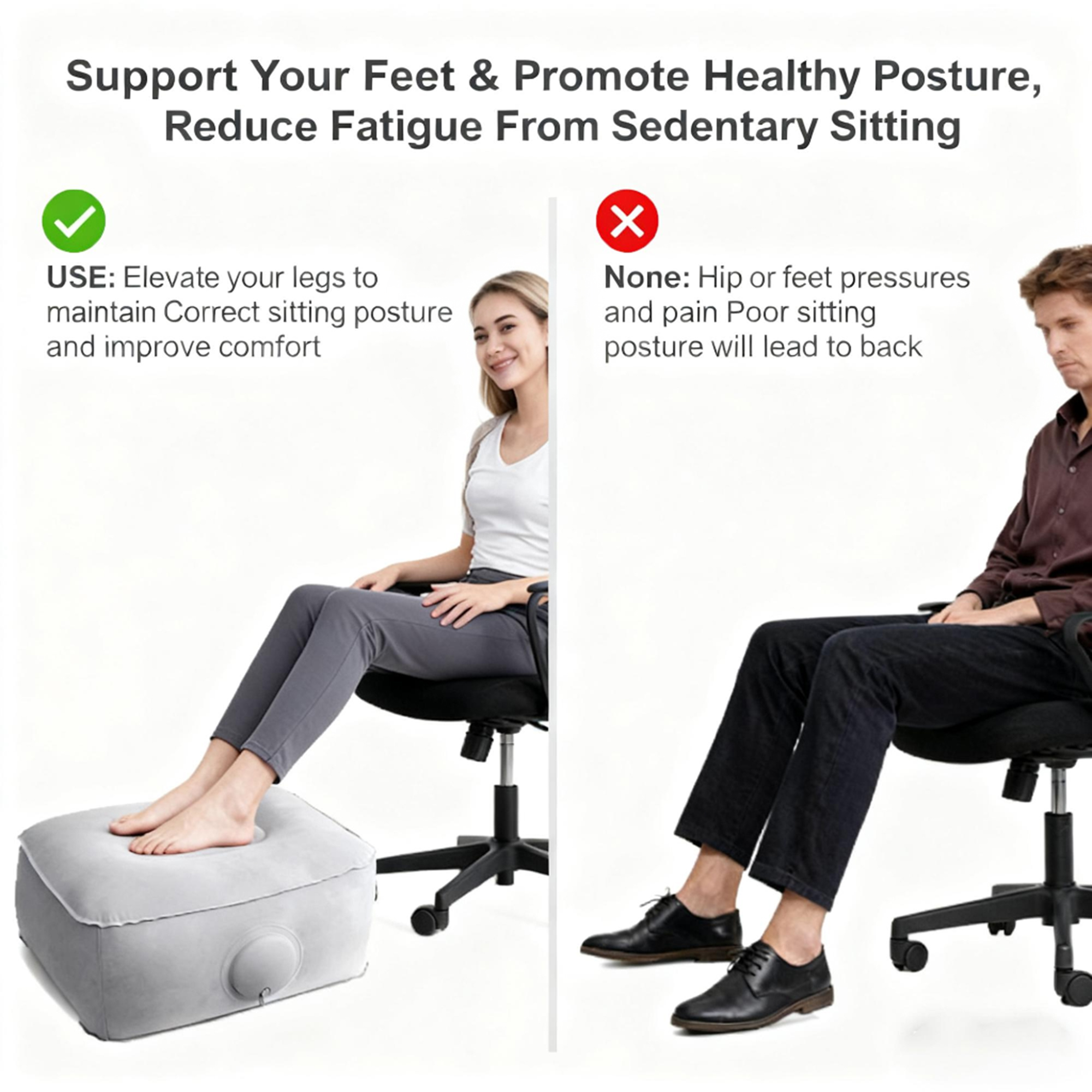 Inflatable Foot Rest Pillow fo - Office Footrest Cushion บทวิจารณ์และราคา