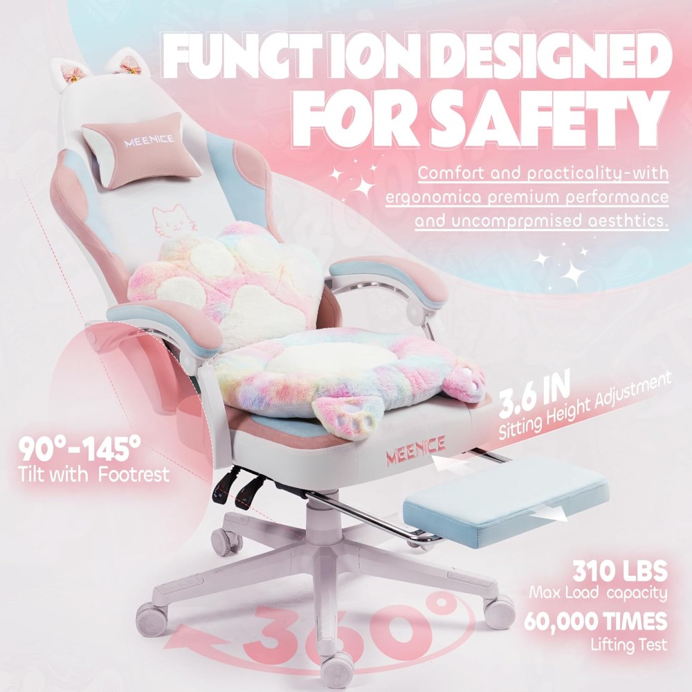 Gaming Chair Cute with Cat Ear - Office Footrest Cushion บทวิจารณ์และราคา