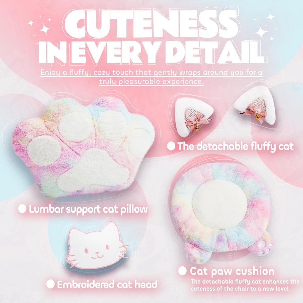 Gaming Chair Cute with Cat Ear - Office Footrest Cushion บทวิจารณ์และราคา