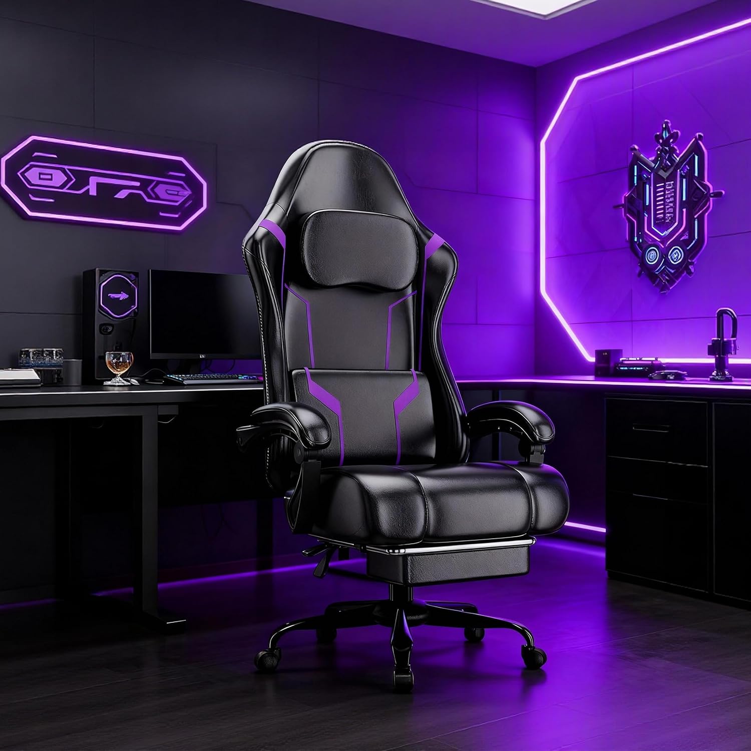 Ergonomic Gaming Chair with Po - Office Footrest Cushion บทวิจารณ์และราคา