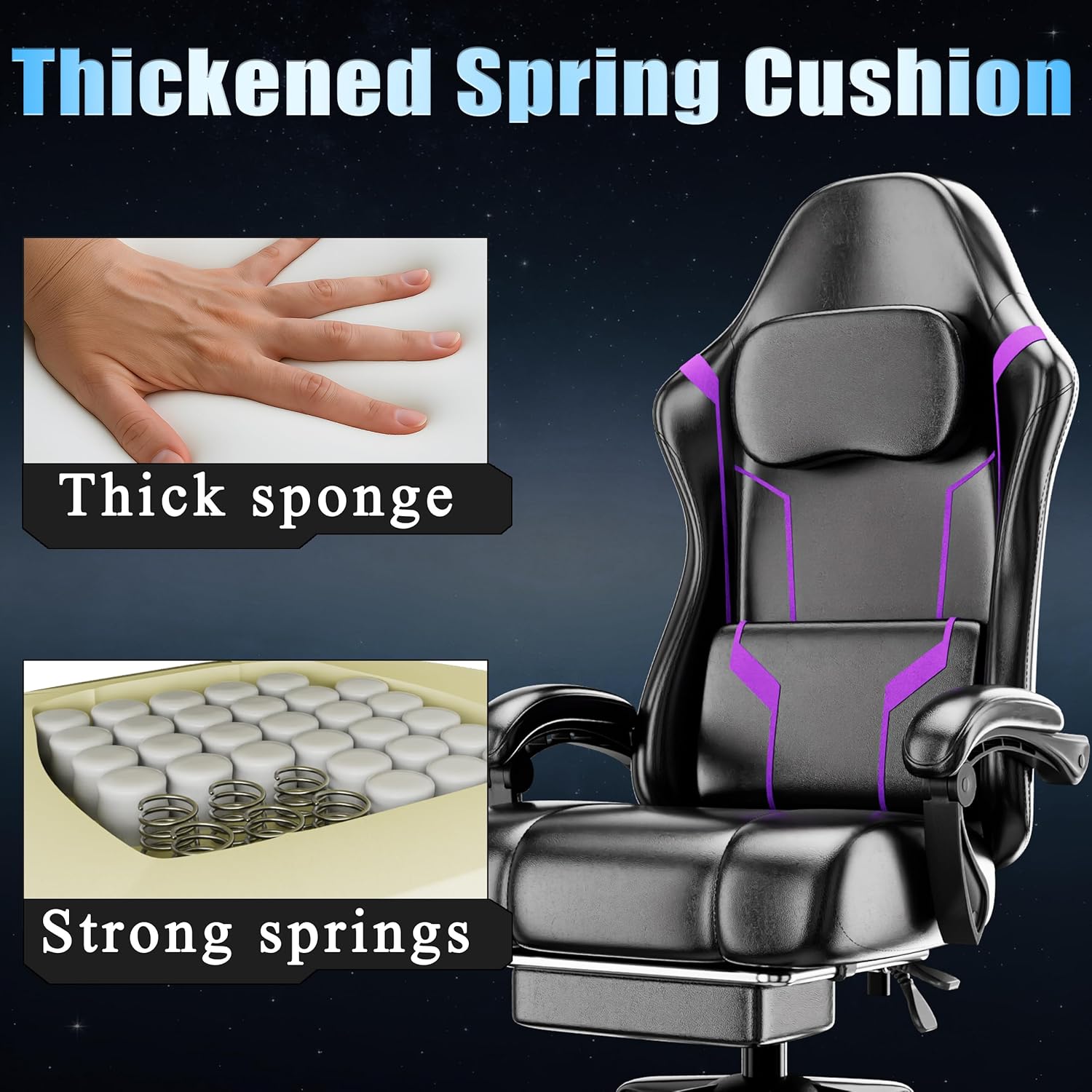 Ergonomic Gaming Chair with Po - Office Footrest Cushion บทวิจารณ์และราคา