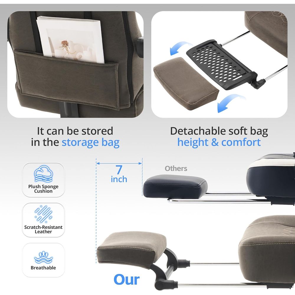 Breathable Leather Gaming Chai - Office Footrest Cushion บทวิจารณ์และราคา