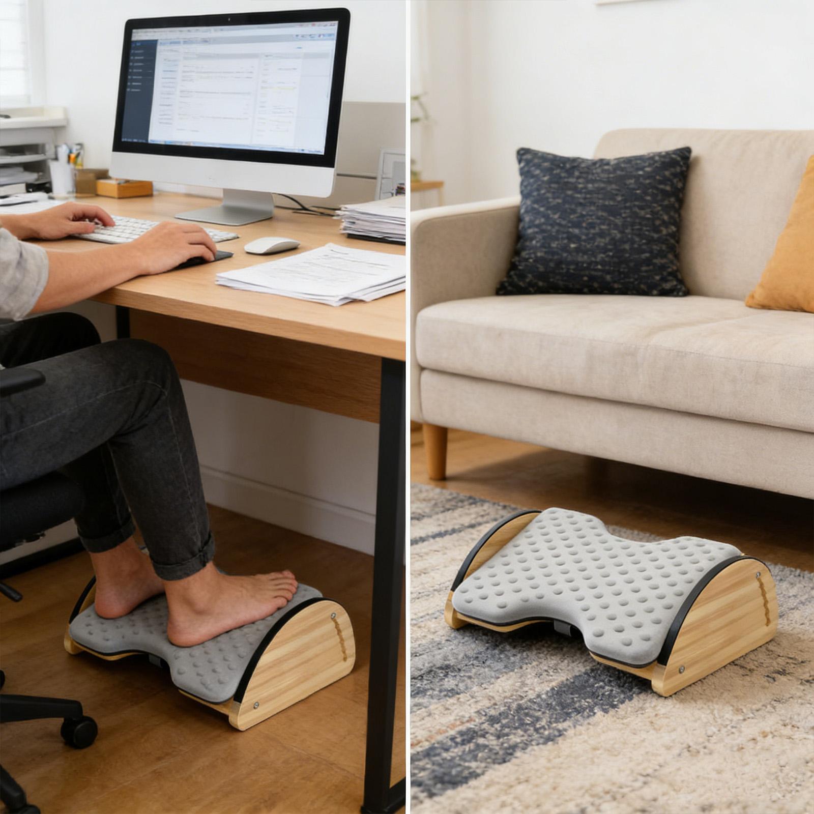 Adjustable Office Bamboo Footr - Office Footrest Cushion บทวิจารณ์และราคา